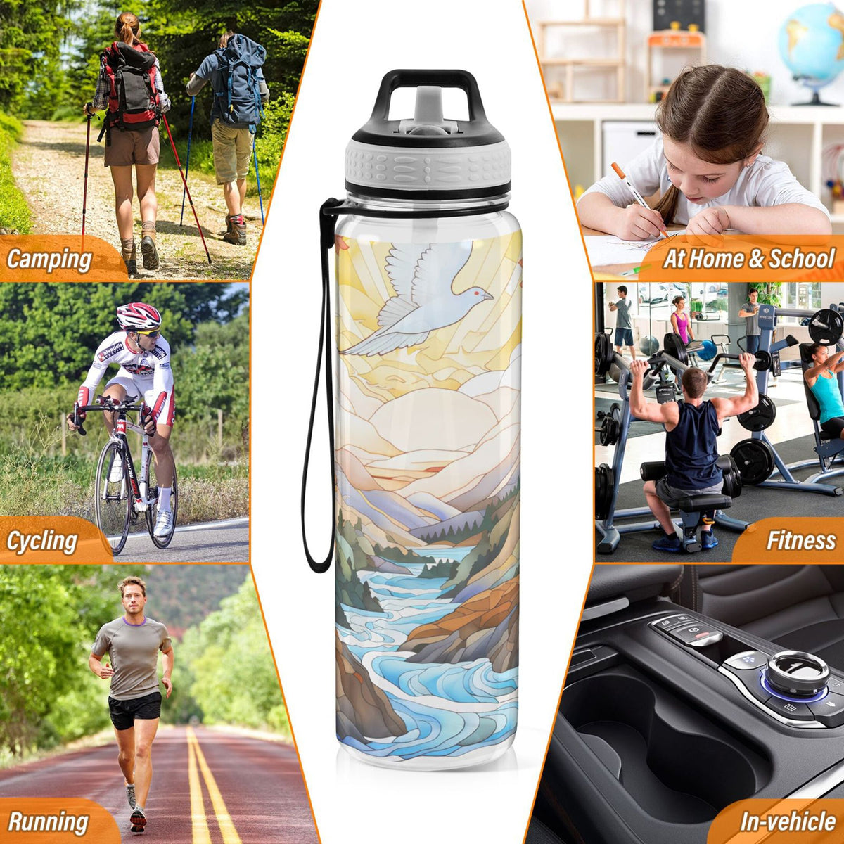 32oz Tritan Leakproof Clear Water Bottle with Straw N19313
