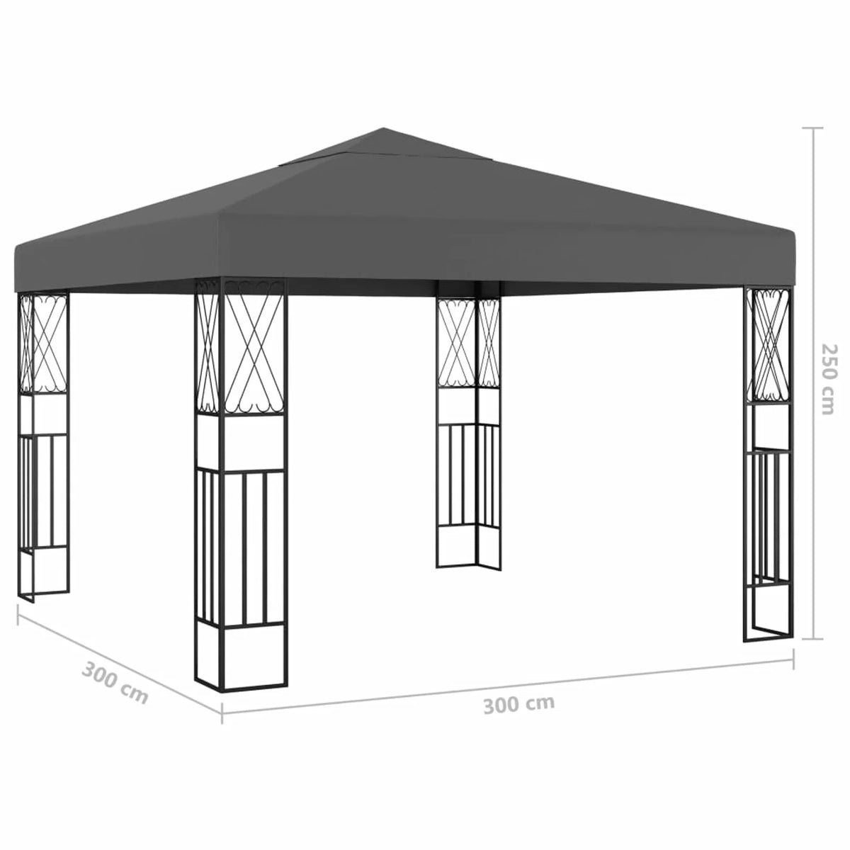 Party Tent Outdoor Gazebo Steel Frame Fabric Sunshade Shelter Canopy Anthracite 9.8ft x 9.8ft x 8.5ft B39221