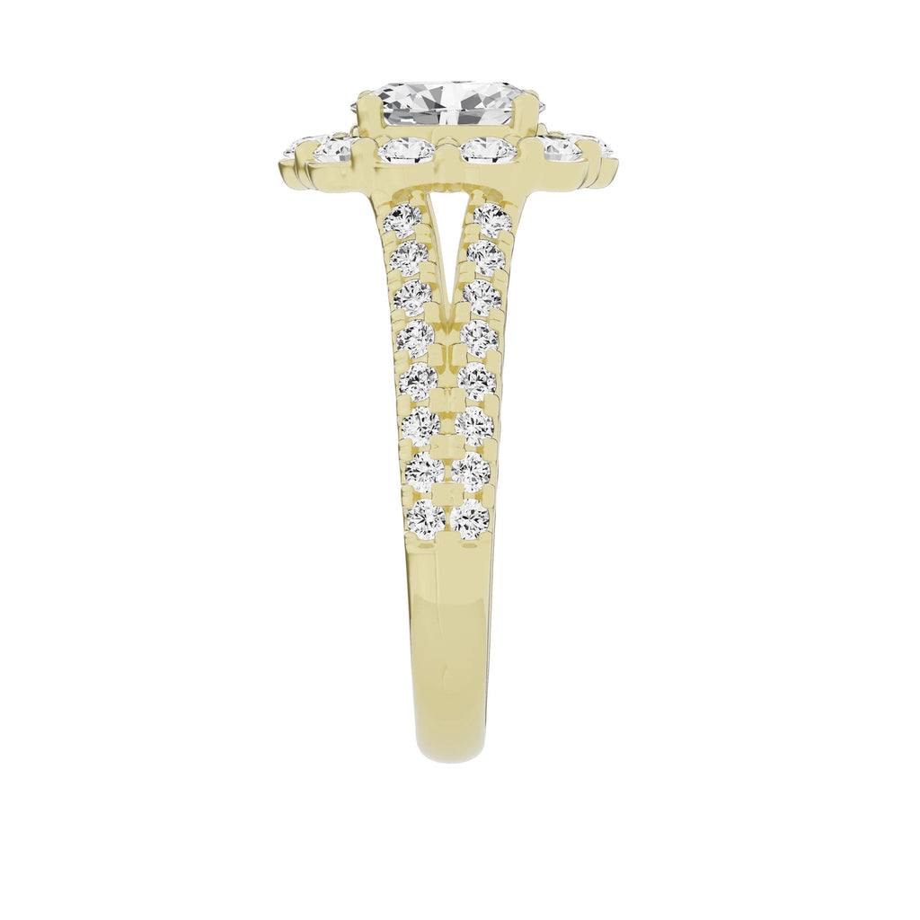 2ct Lab-Grown Oval Halo Diamond Engagement Ring 10k Yellow Gold W4188