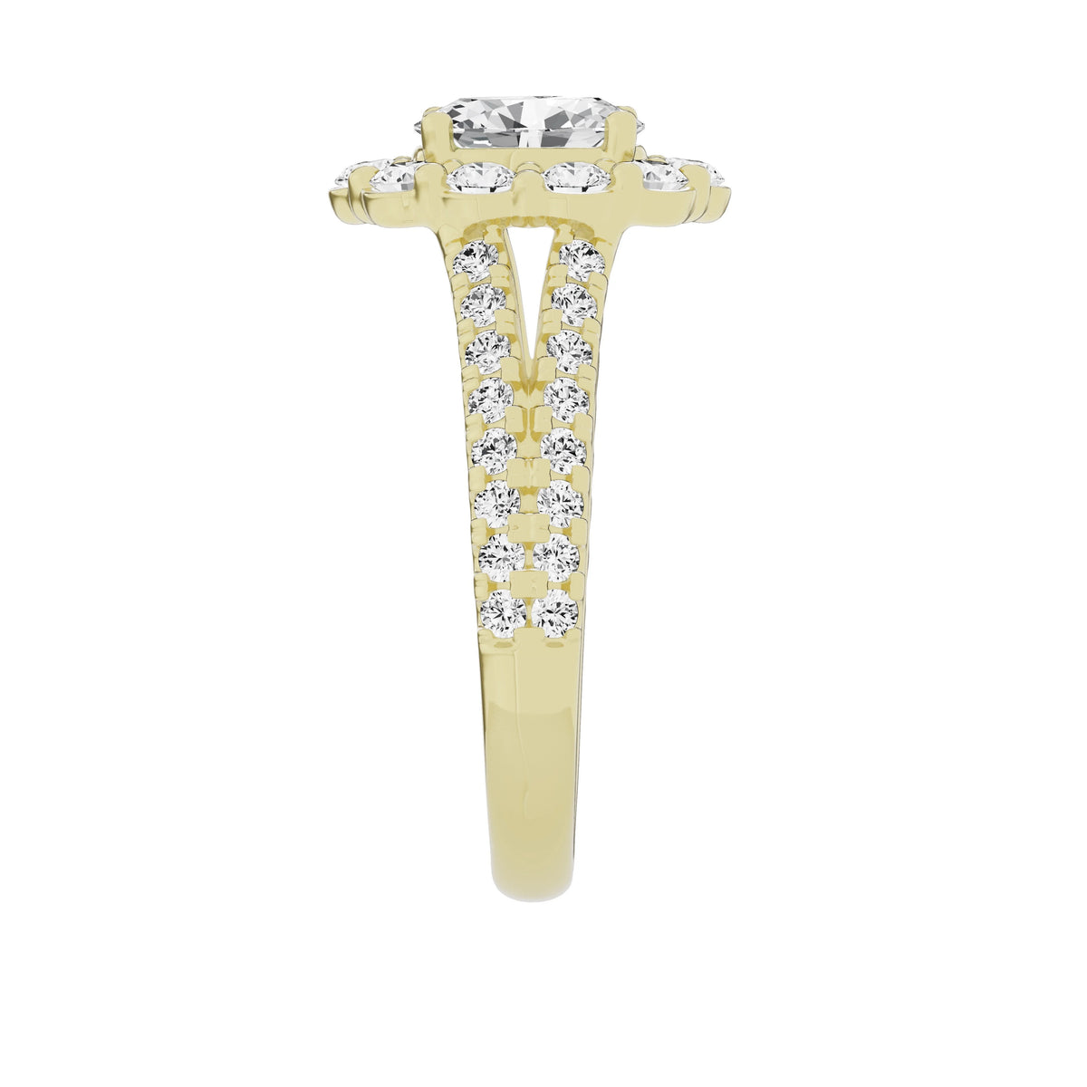 2ct Lab-Grown Oval Halo Diamond Engagement Ring 10k Yellow Gold W4188