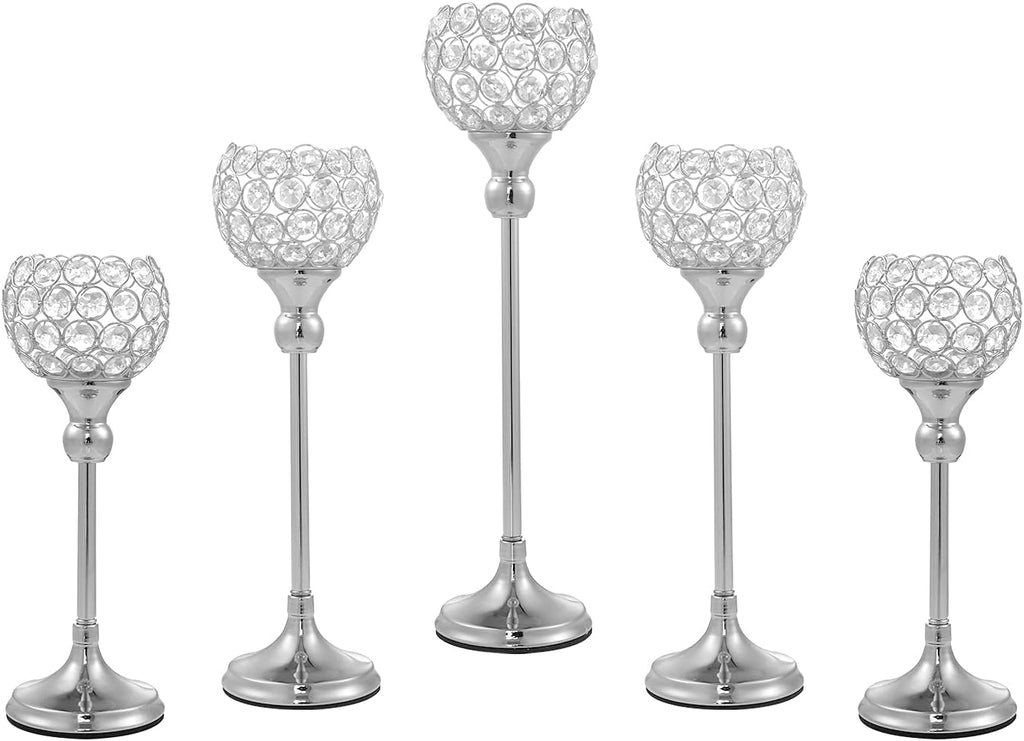 Sliver Crystal Candle Holder, 5Pcs Z666962