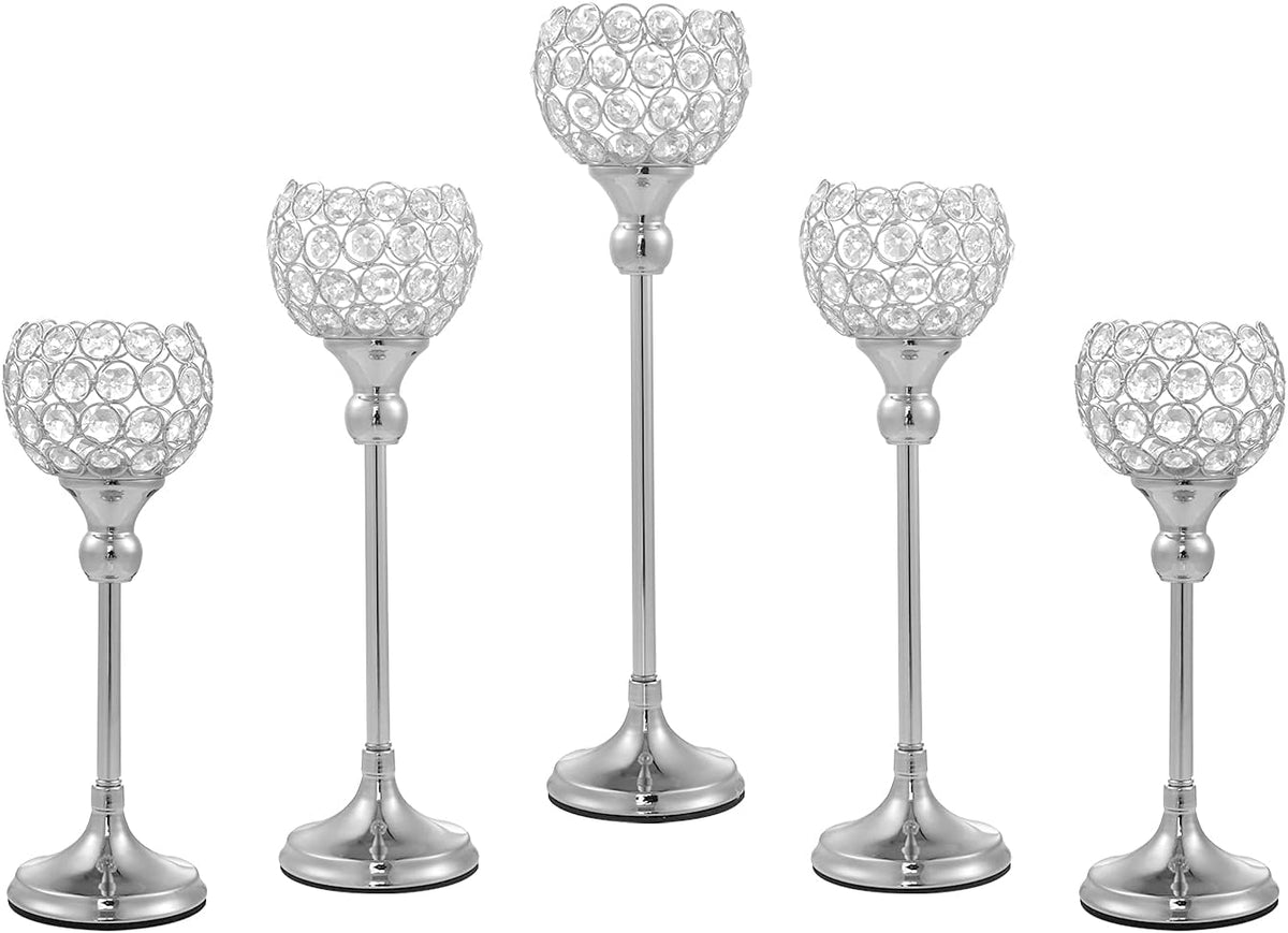 Sliver Crystal Candle Holder, 5Pcs Z666962