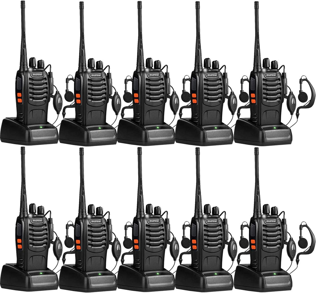 UHF Handheld Rechargeable Walkie Talkies Pack of 2 with Earpiece W841907