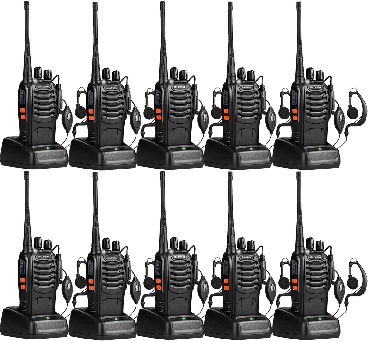 UHF Handheld Rechargeable Walkie Talkies Pack of 2 with Earpiece W841907