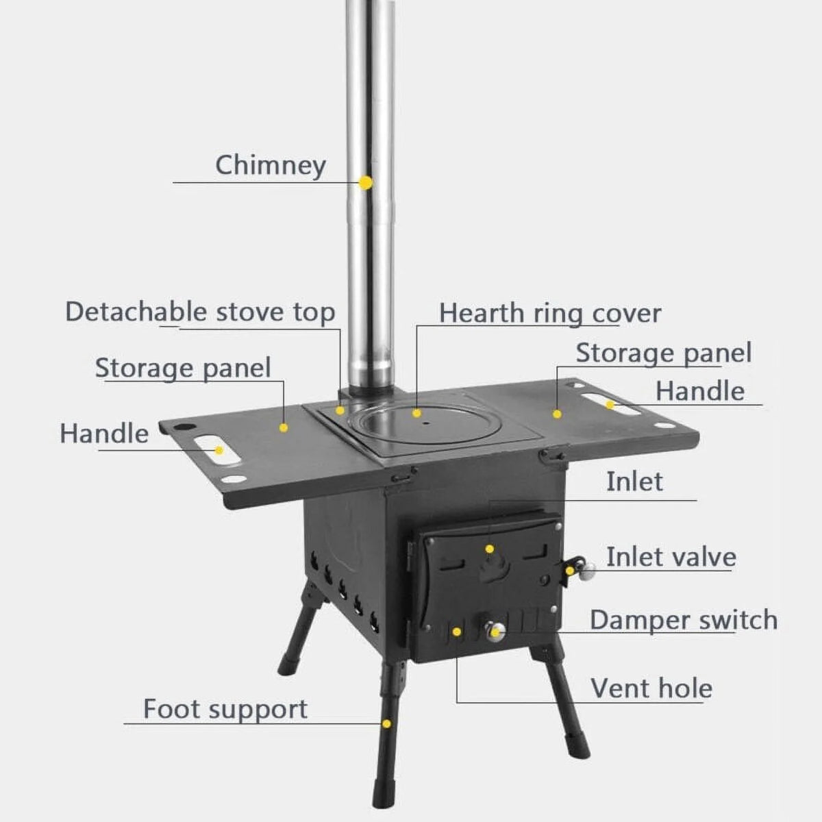 Portable Wood Burning Stove for Tent Cooking Z756713