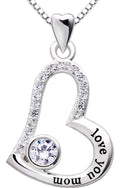 Sterling Silver Cubic Zirconia Mother Pendant Necklace K5951