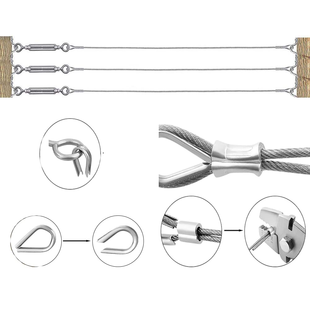1/8 Cable Railing Kit with 200ft Wire Rope and M5 Turnbuckles R5844