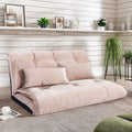 Beige Adjustable Floor Sofa Bed with 2 Pillows O50120