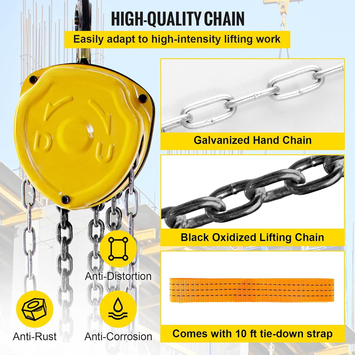 Yellow Pack of 2 Manual Chain Hoist Z7917