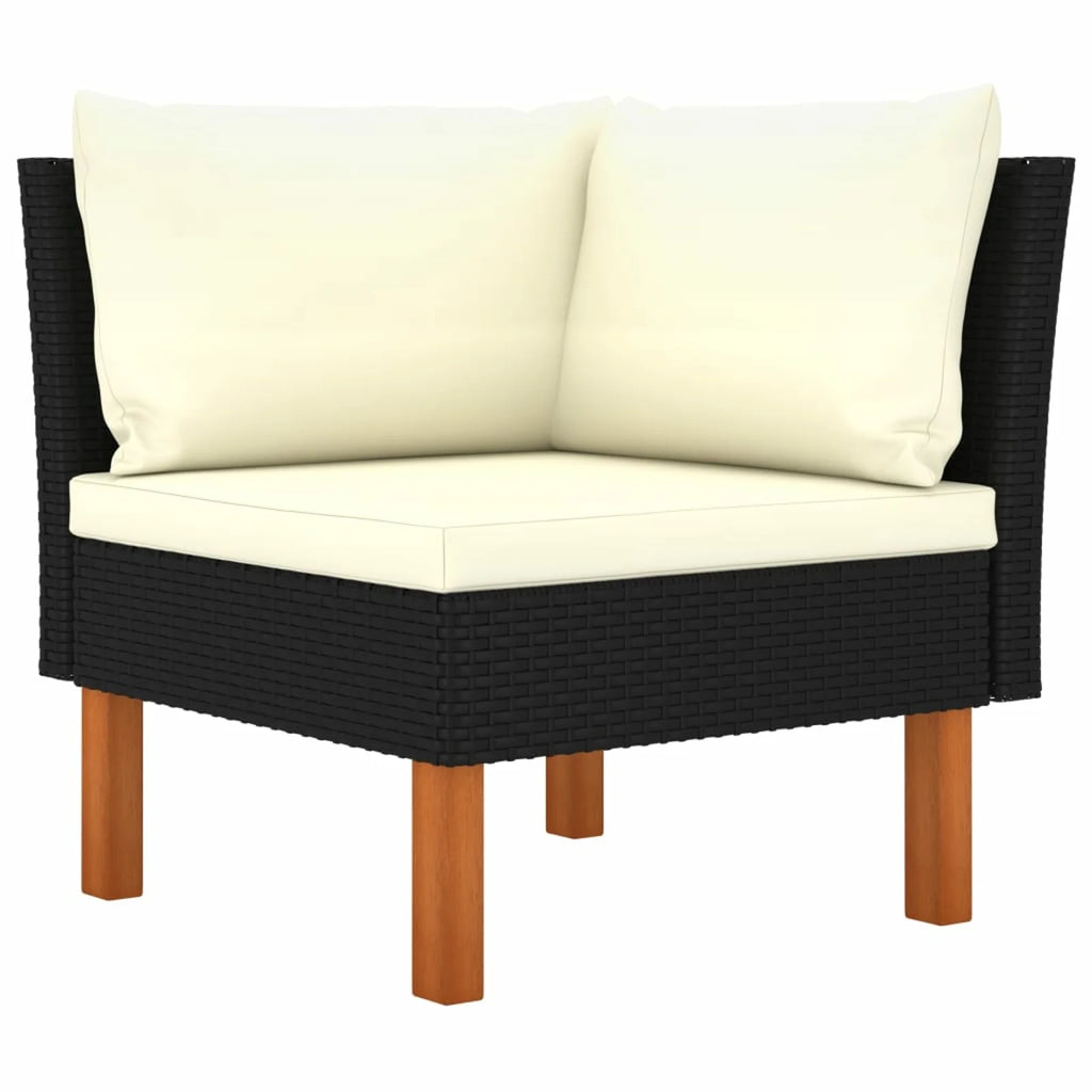 Black Poly Rattan 6 Piece Patio Set with Cushions V18919