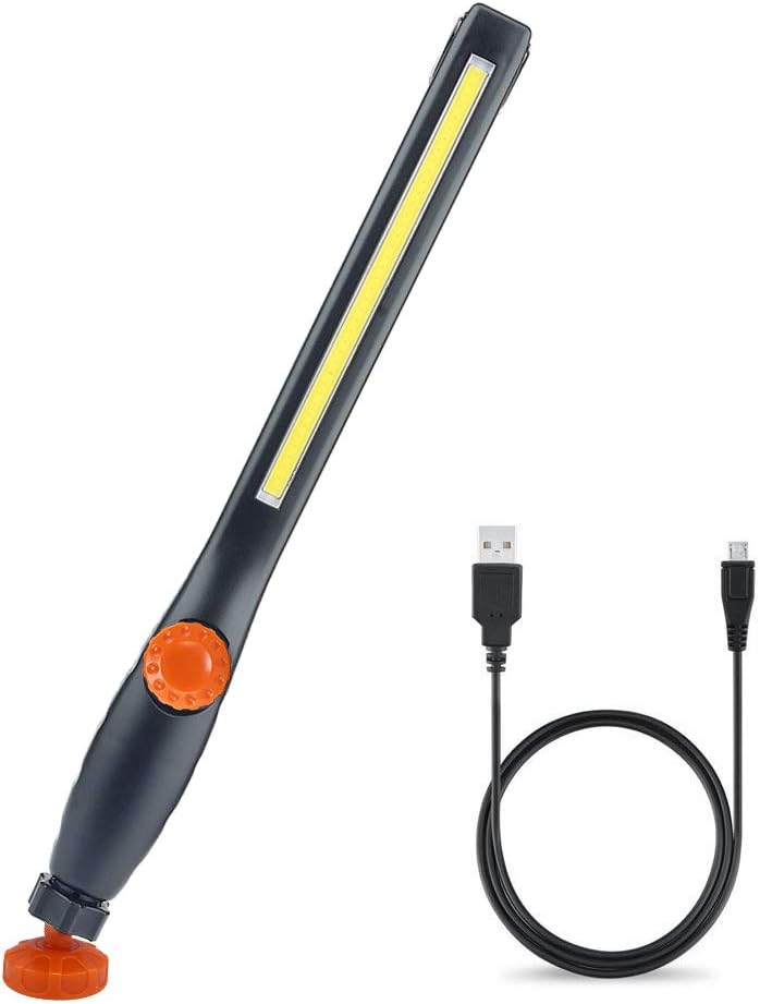 Yellow Rechargeable COB LED Work Light with Magnetic Plate and Hook W767