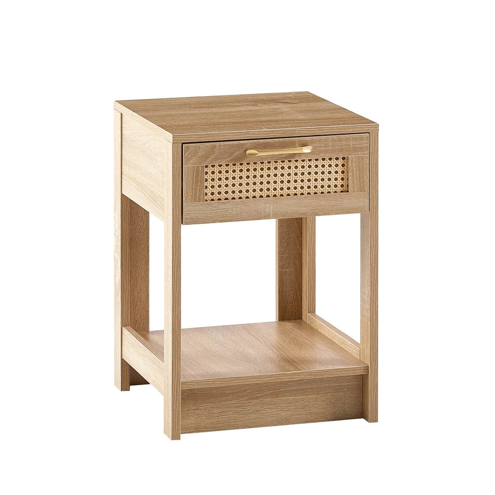 Rattan Nightstand with Drawer and Shelf C2527