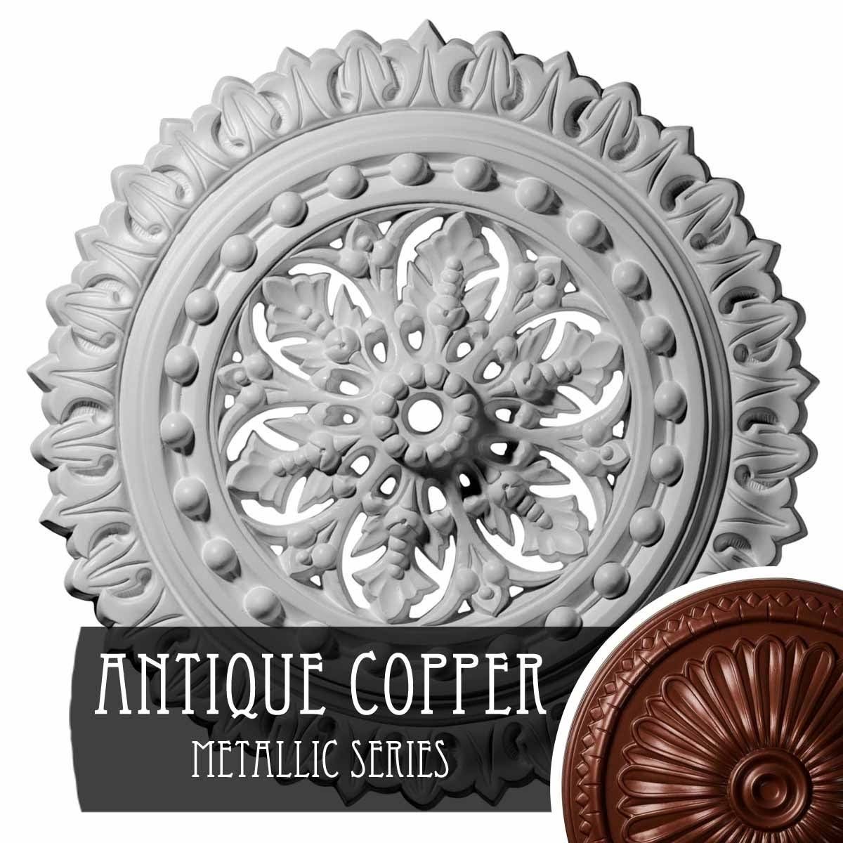 18 1/2 inchod x 7/8 inchid x 1 1/2 inchp Ceiling Medallion Hand-Painted Rich Gold C950339