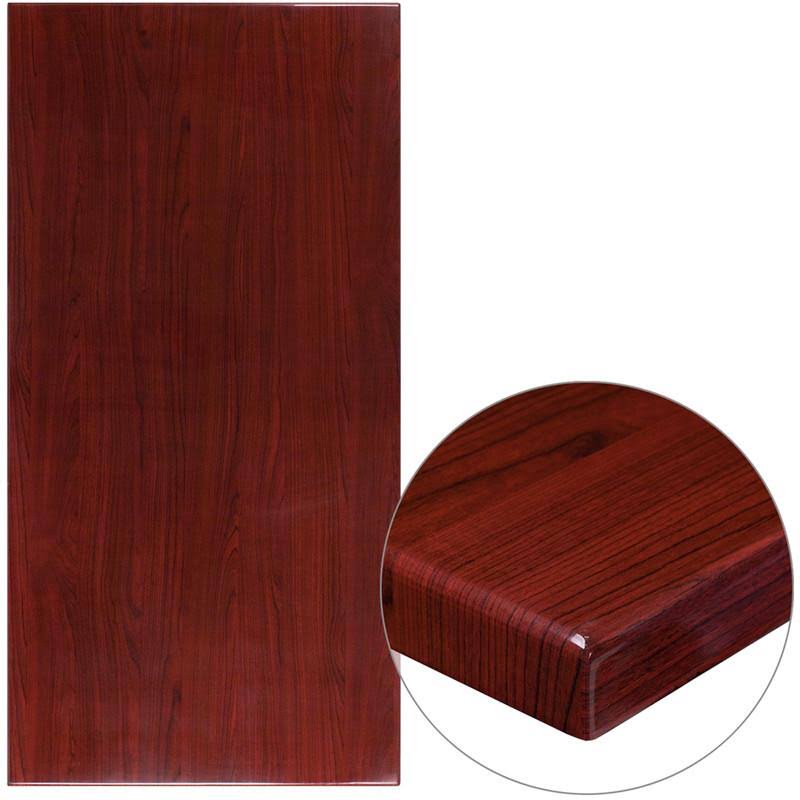 Rectangular High-Gloss Walnut Resin Table Top X942