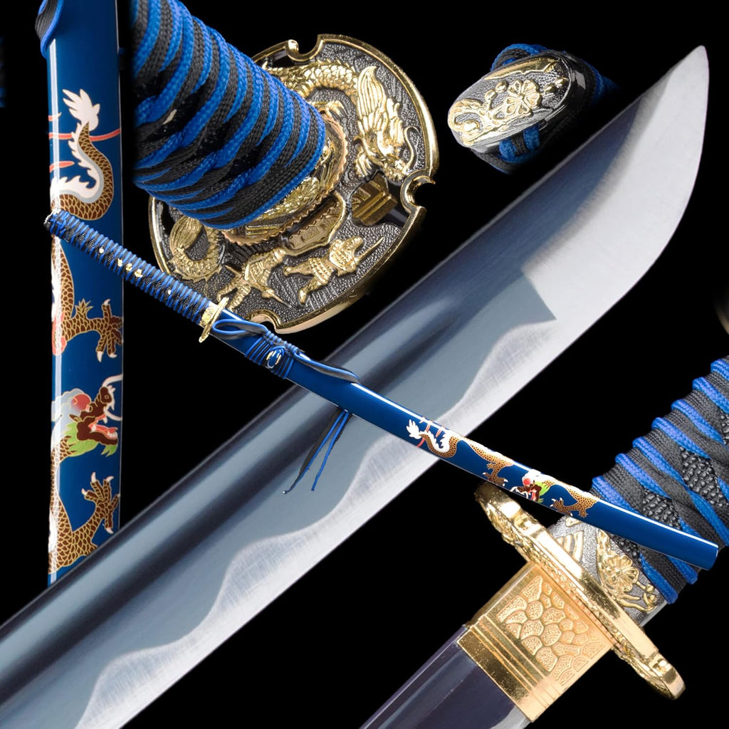 Blue Hand Forged Clay Tempered High Carbon Steel Katana B9655