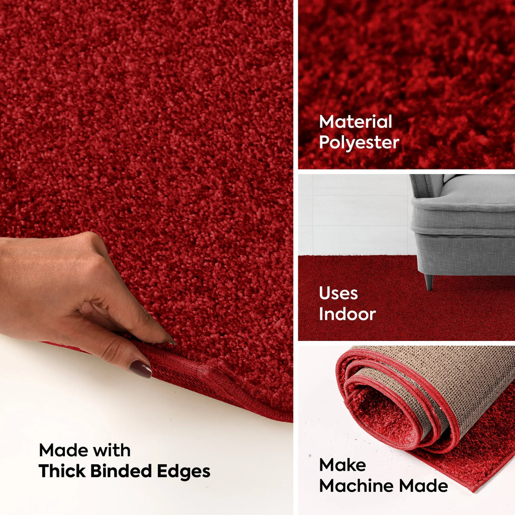 Red Plush Solid Color Runner Rug I620231