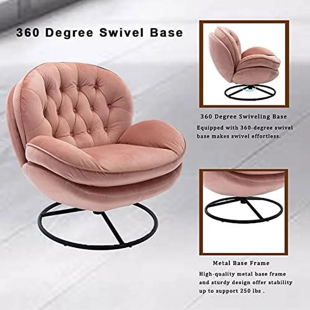 Velvet Swivel Accent Chair with Ottoman Set U78453