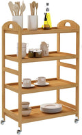 4-Tier Bamboo Storage Utility Cart with Wheels B88380