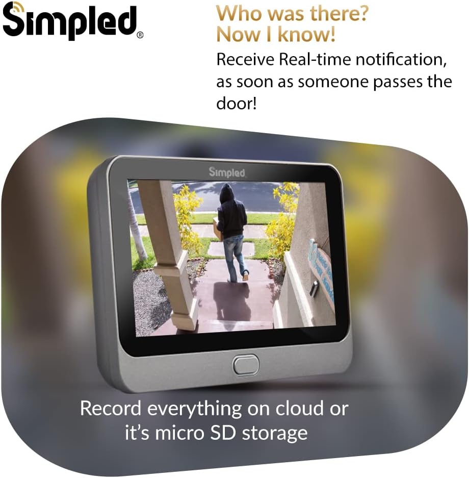 WiFi Digital Door Viewer 4.3 inch LCD Screen Smart Video Camera Doorbell Peephole with Chime W669