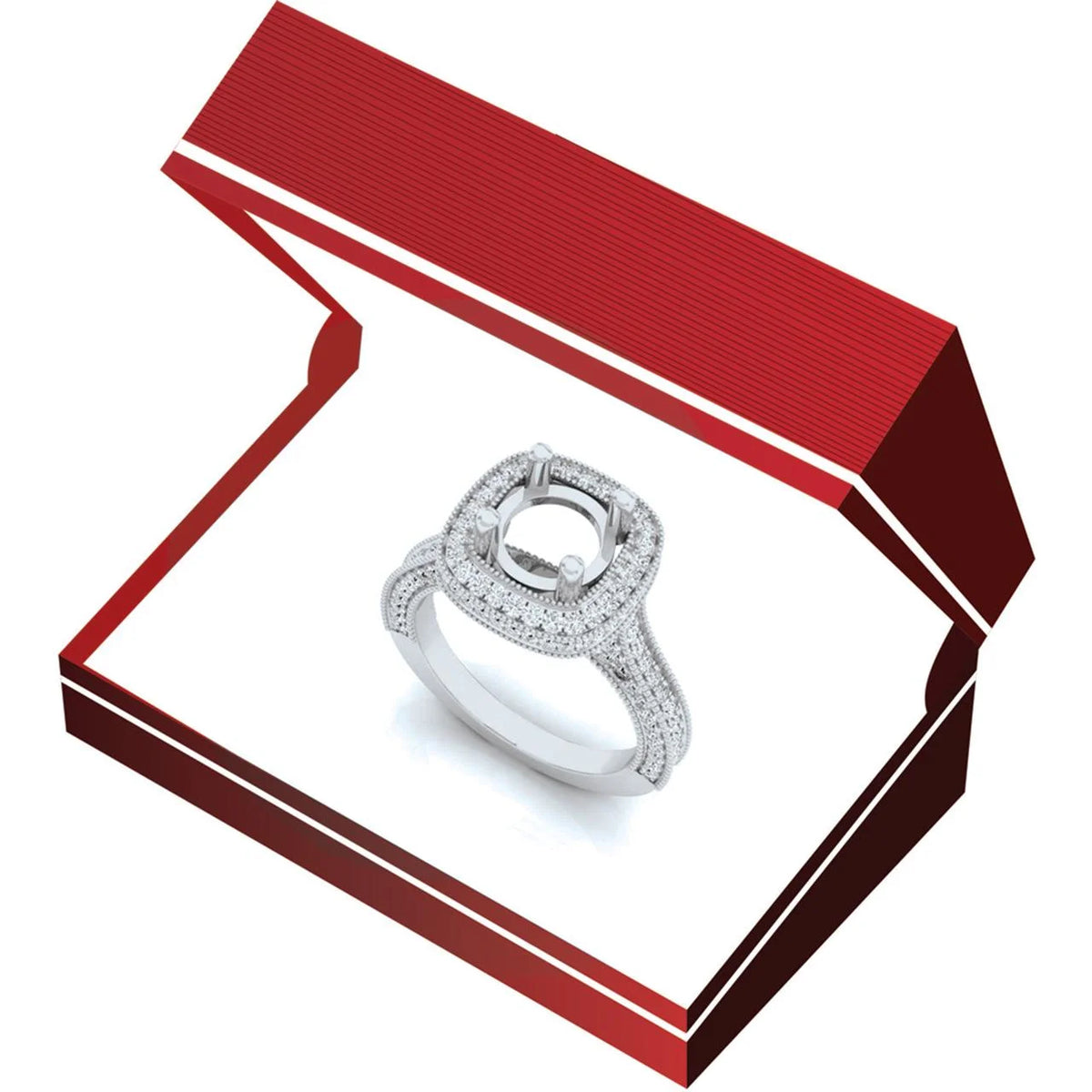 0.90 Carat 10K White Gold Round White Diamond Semi Mount Engagement Ring C679667