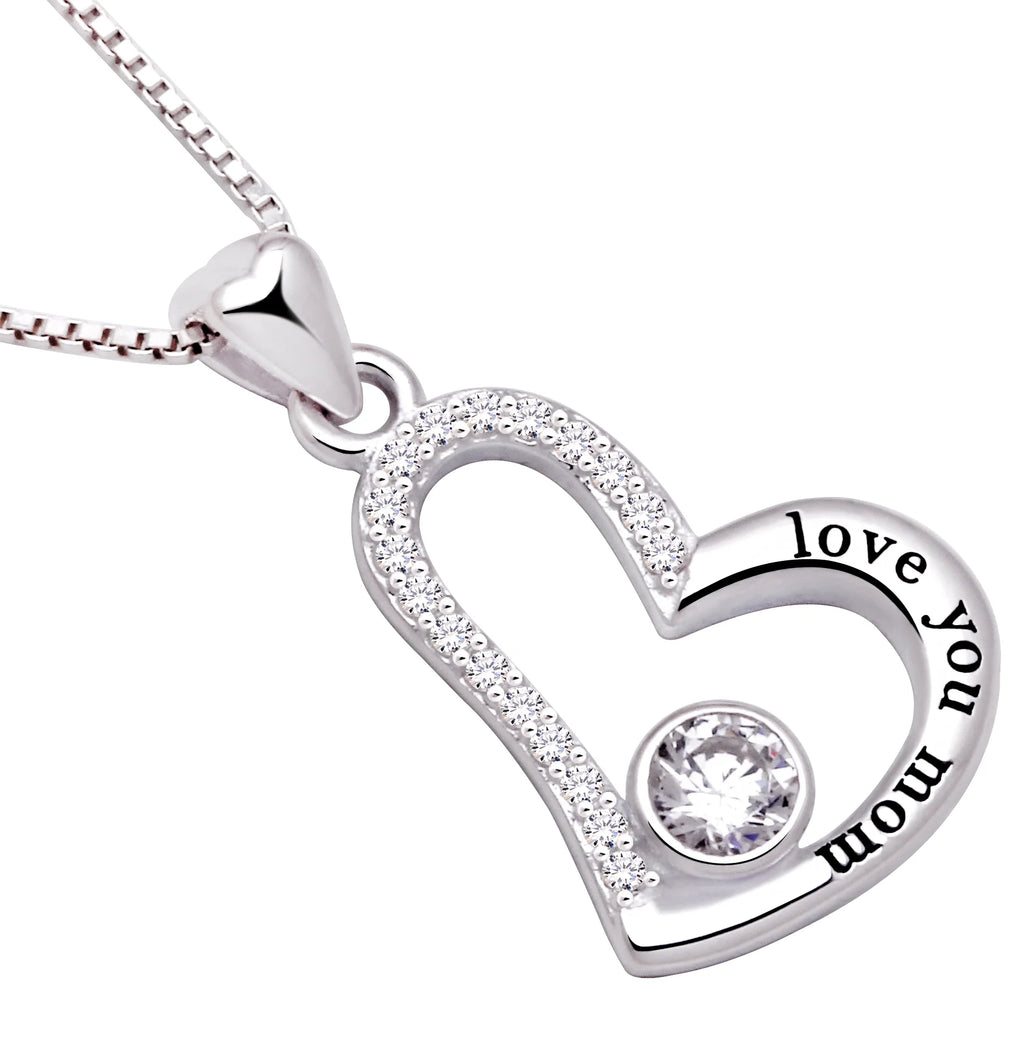 Sterling Silver Cubic Zirconia Mother Pendant Necklace K5951