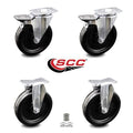 6 inch Swivel Top Plate Caster Set of 4 with Roller Bearings D317