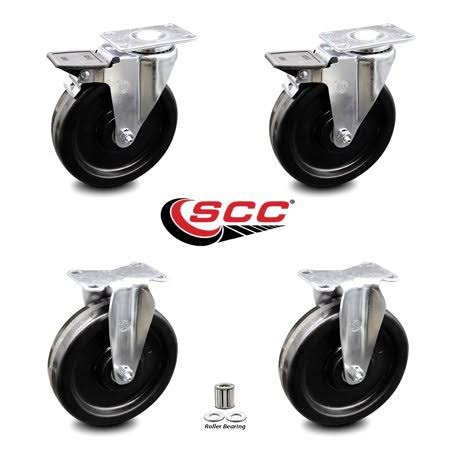 6 inch Swivel Top Plate Caster Set of 4 with Roller Bearings D317