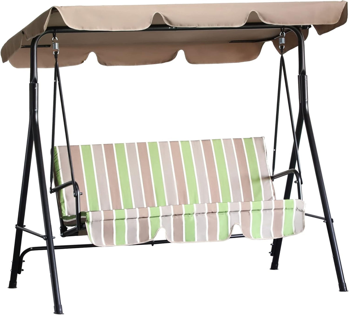Black 3-Person Porch Swing with Canopy and Stand D6078