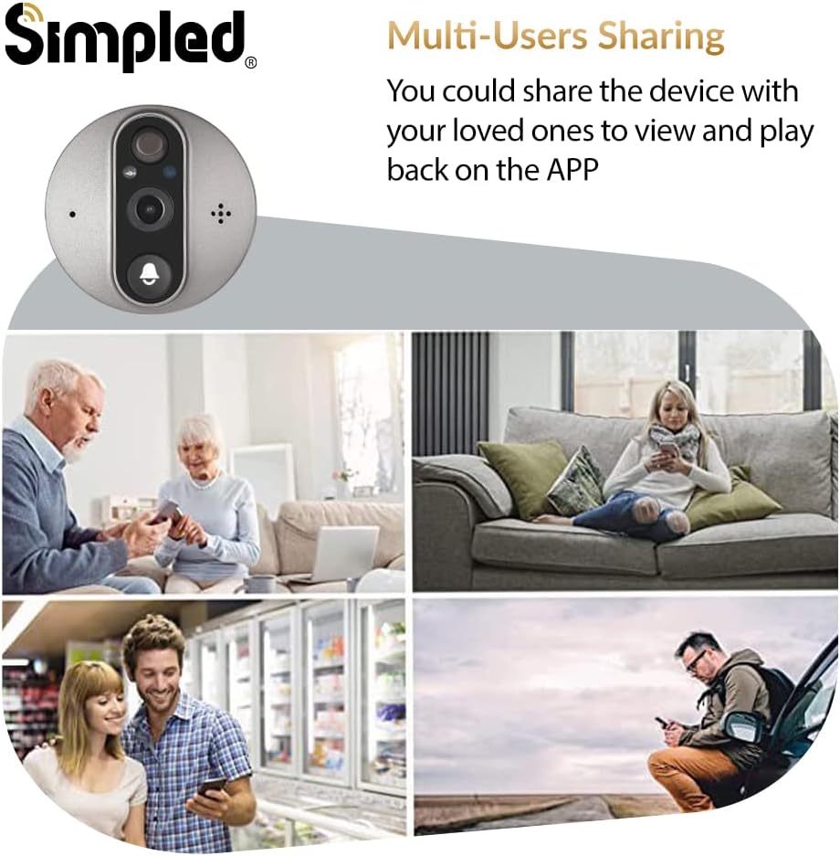 WiFi Digital Door Viewer 4.3 inch LCD Screen Smart Video Camera Doorbell Peephole with Chime W669