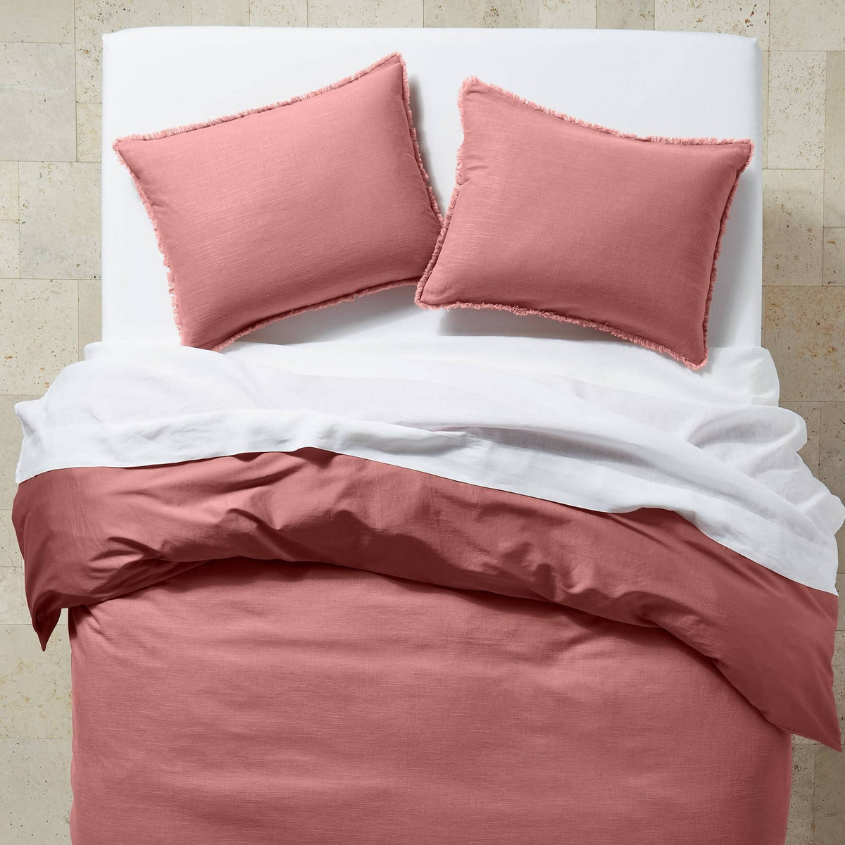 Rose Full/Queen Linen Blend Duvet & Sham Set G8301