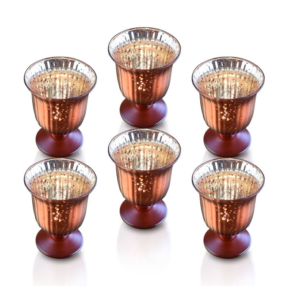Rustic Red Copper Mercury Glass Urn Candle Holder, Set of 6 Z2783