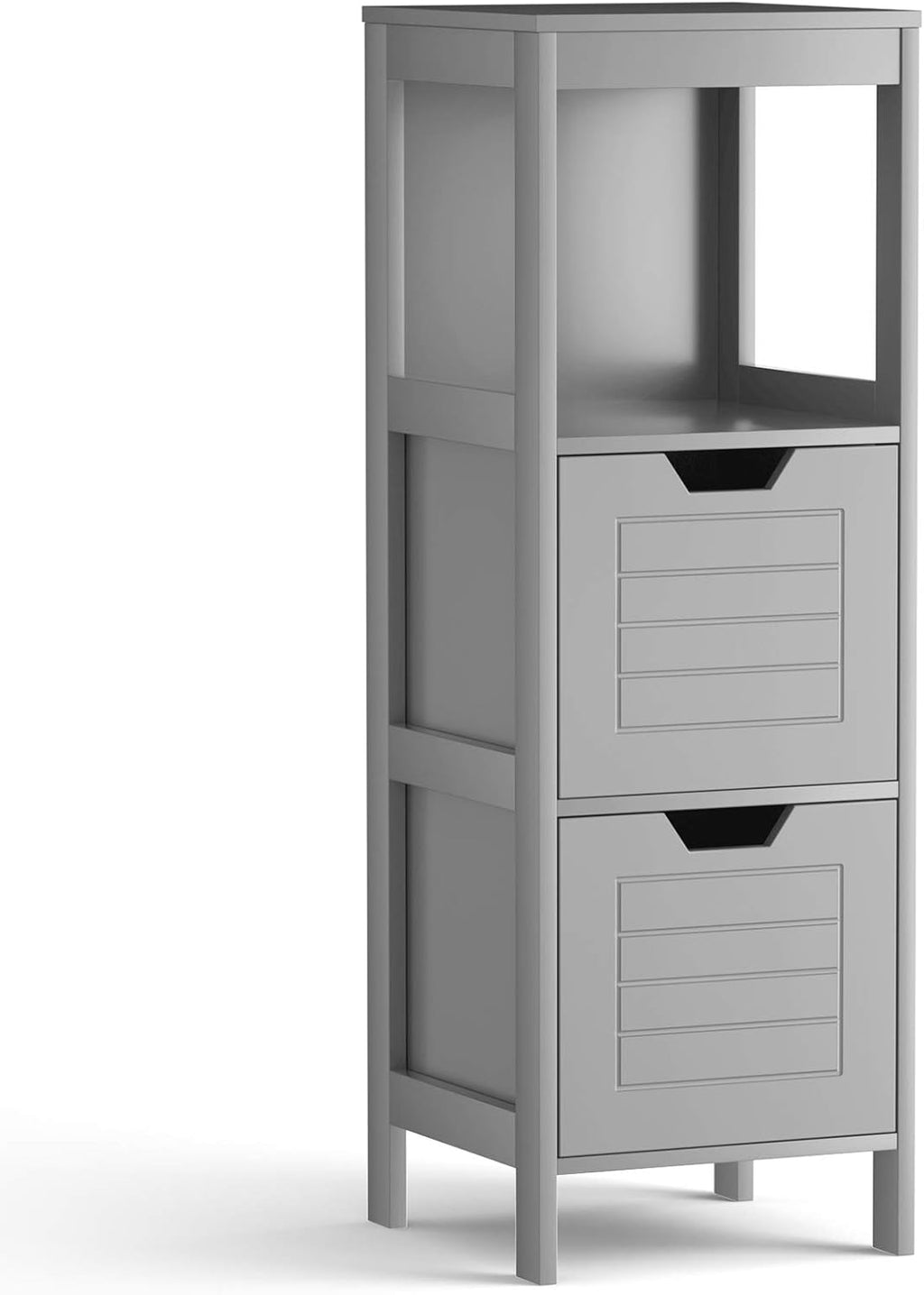 Grey Wooden Bathroom Floor Cabinet with 2 Adjustable Drawers S816218