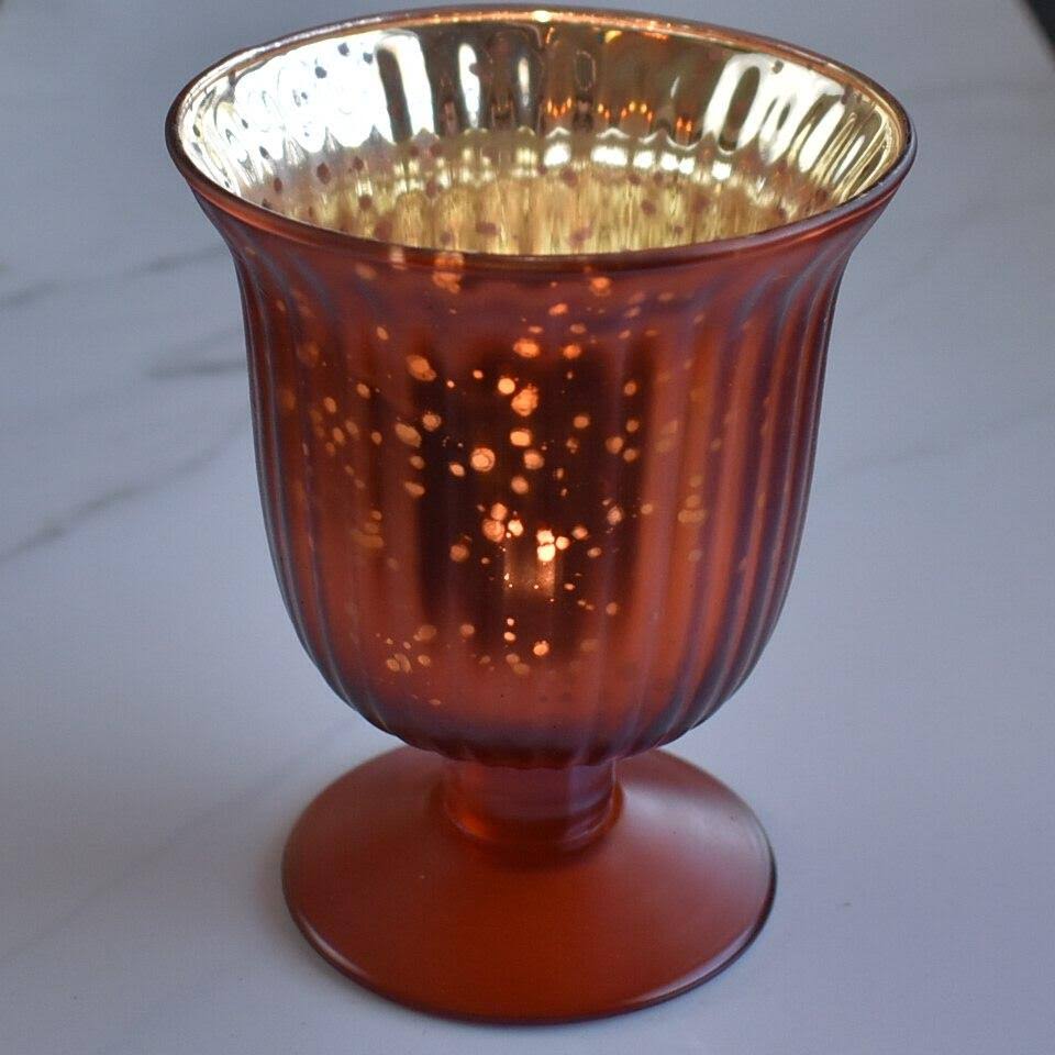 Rustic Red Copper Mercury Glass Urn Candle Holder, Set of 6 Z2783