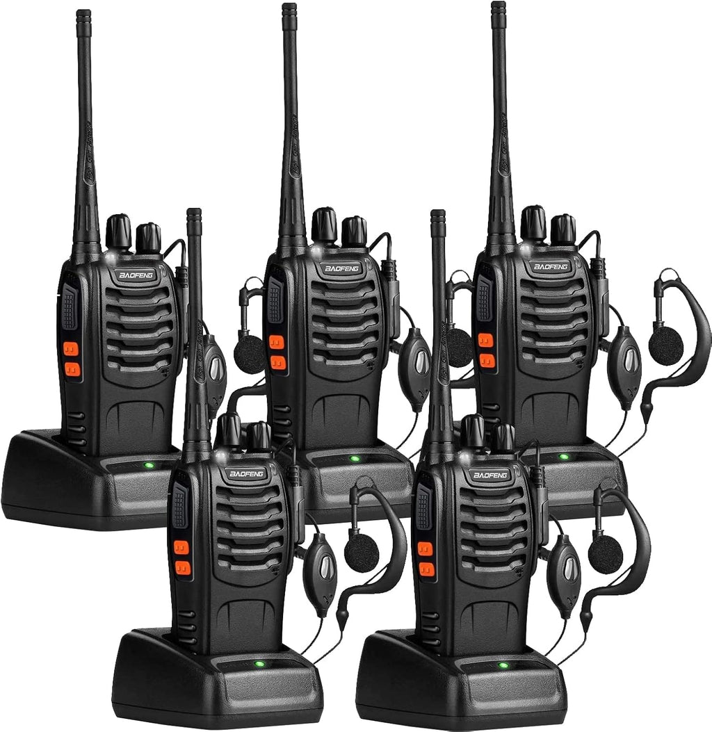 UHF Handheld Rechargeable Walkie Talkies Pack of 2 with Earpiece W841907