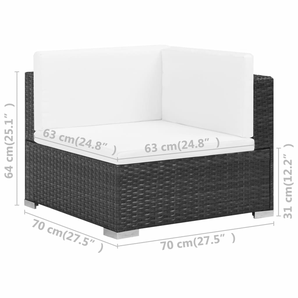 6 Piece White Cushioned Poly Rattan Patio Conversation Set with Coffee Table O909