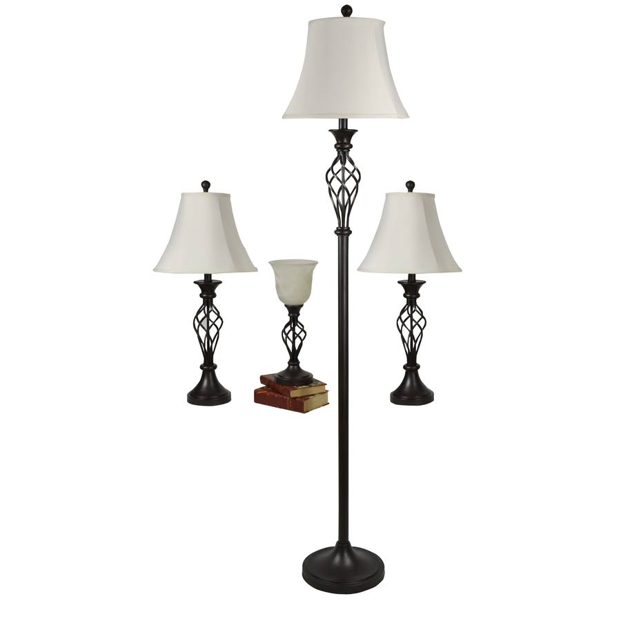 4-Piece Lamp Set with White Shades D800185