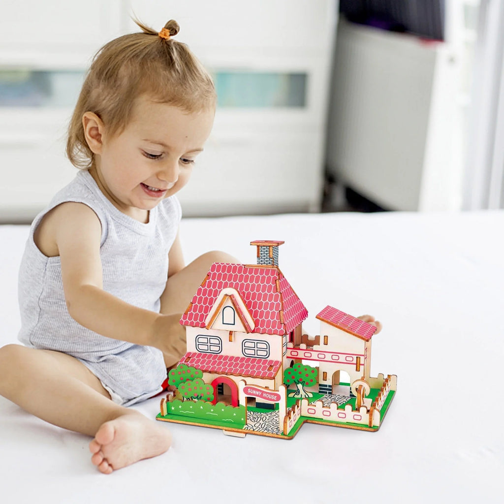 45Pcs 3D Wooden Puzzles DIY Building Model Toys E165252