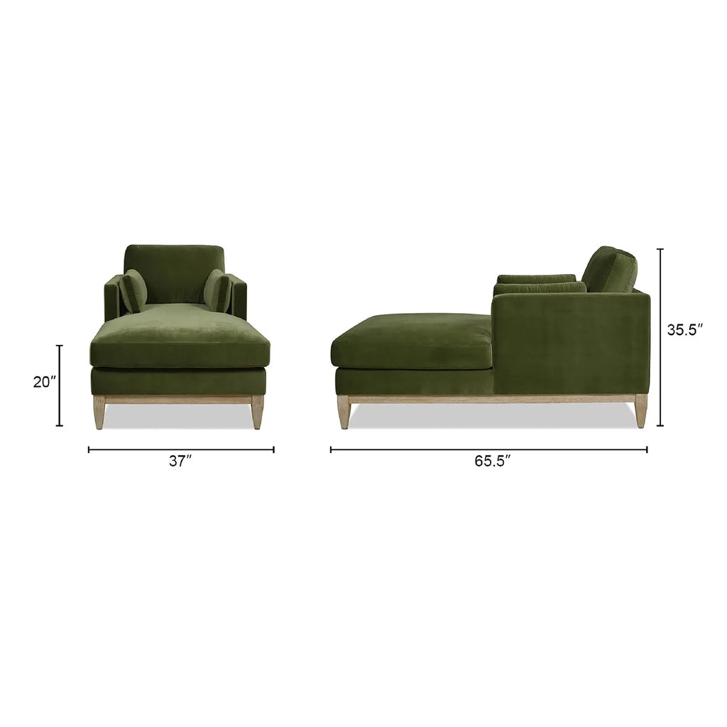 Olive Green Performance Velvet Chaise Lounge Chair J27415