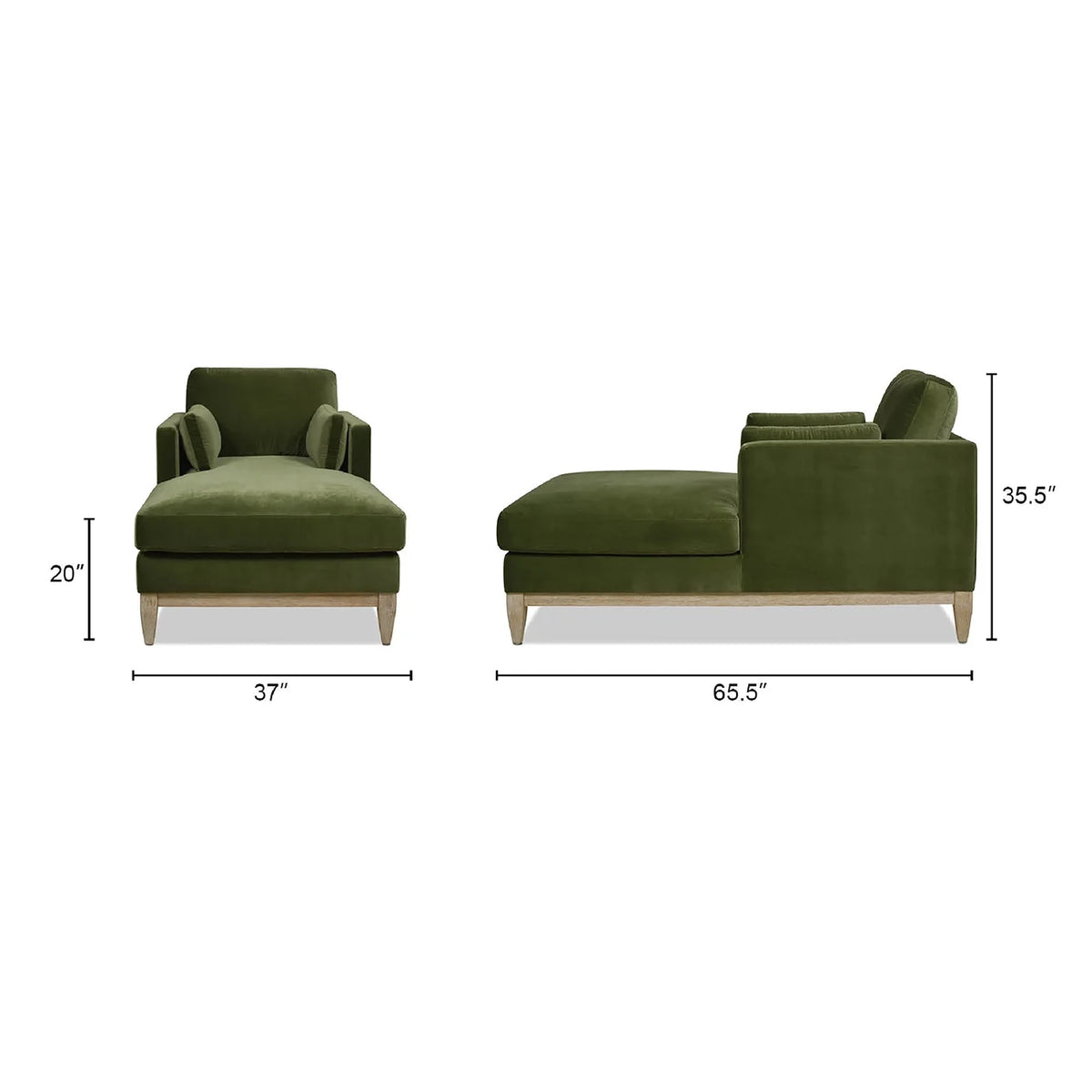 Olive Green Performance Velvet Chaise Lounge Chair J27415