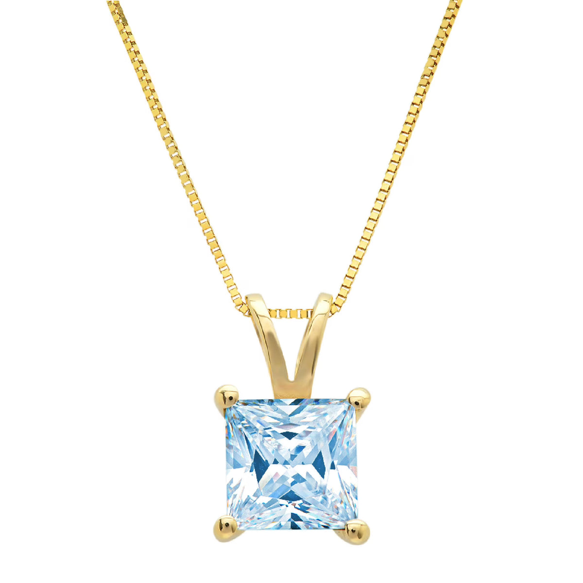 14k Yellow Gold Swiss Blue Topaz Pendant with Gold Chain G656593