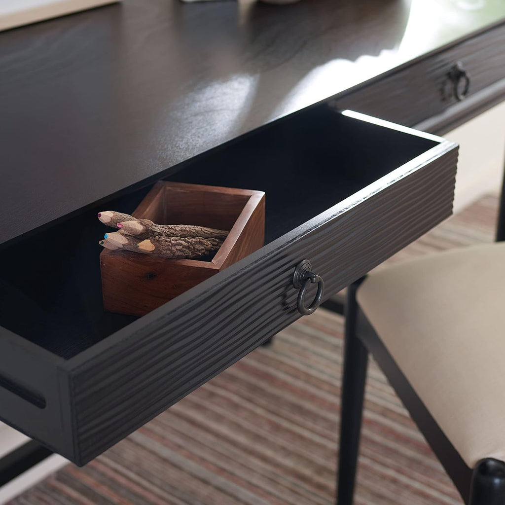 Black/Natural 2-Drawer Computer Desk Q9967
