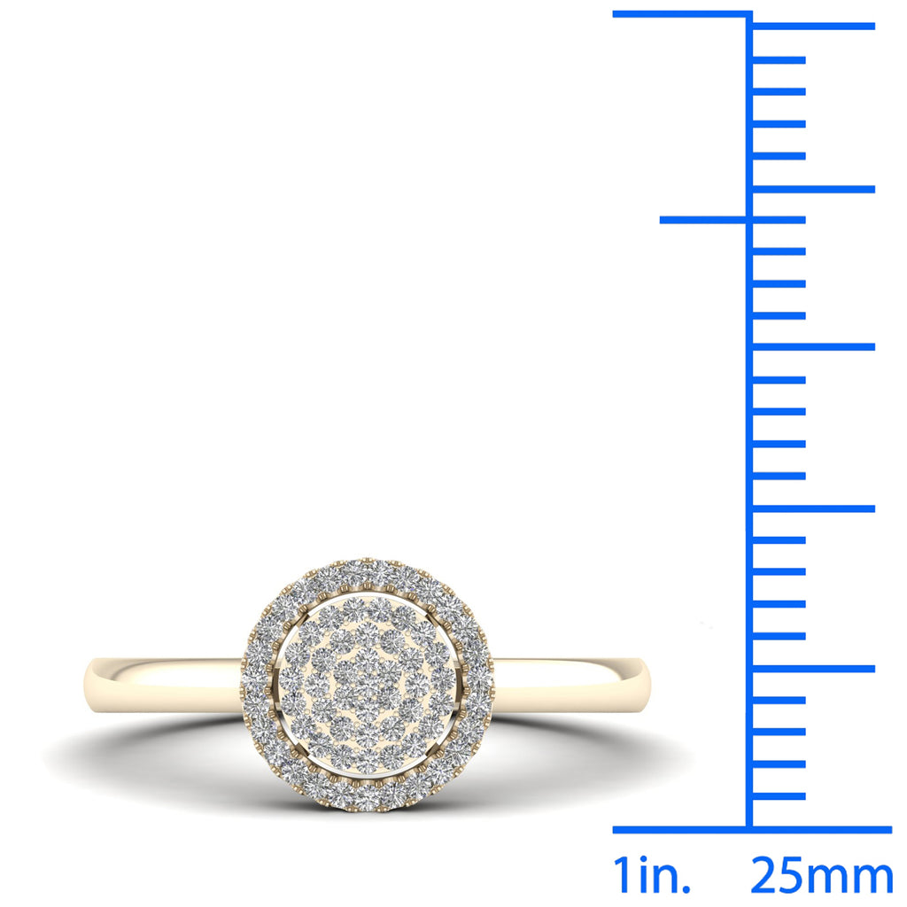 10K Yellow Gold Diamond Cluster Halo Ring U637