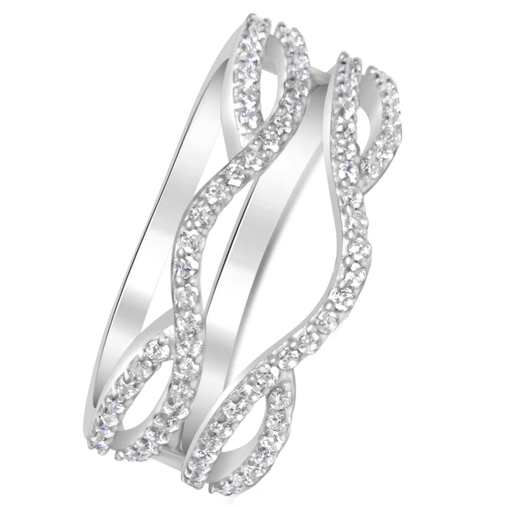 3 Piece Sterling Silver Black Titanium Wedding Band Engagement Ring Set U75839