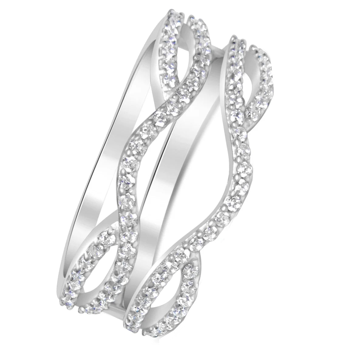 3 Piece Sterling Silver Black Titanium Wedding Band Engagement Ring Set U75839