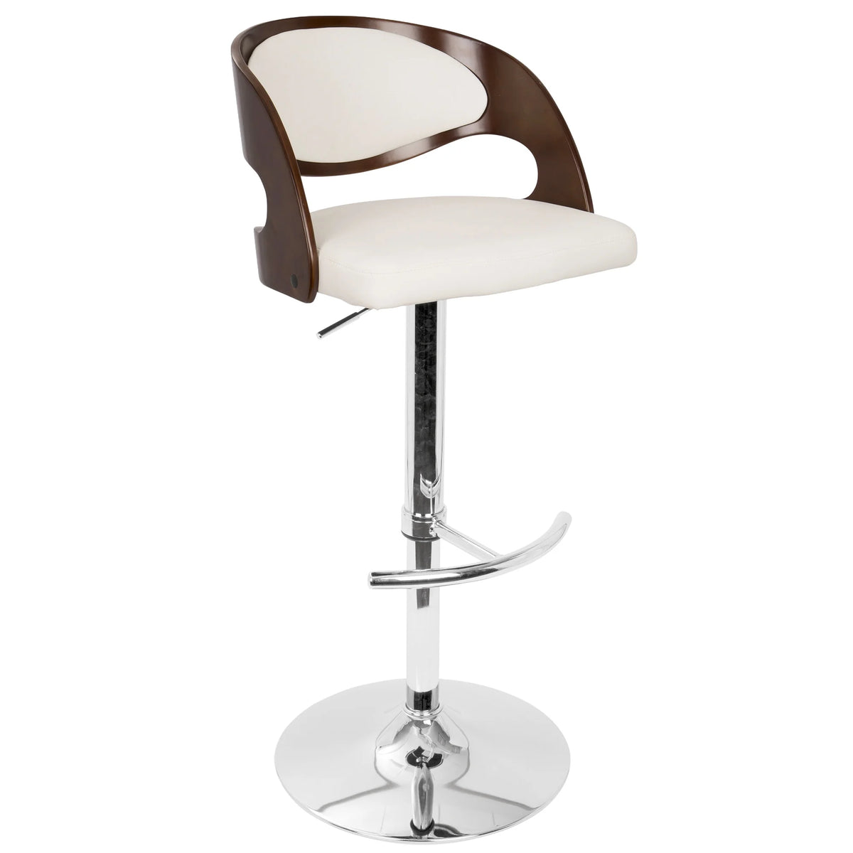 Cherry and White Faux Leather Adjustable Swivel Barstool P1956