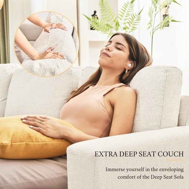Beige Chenille 3 Seater Sofa M942290