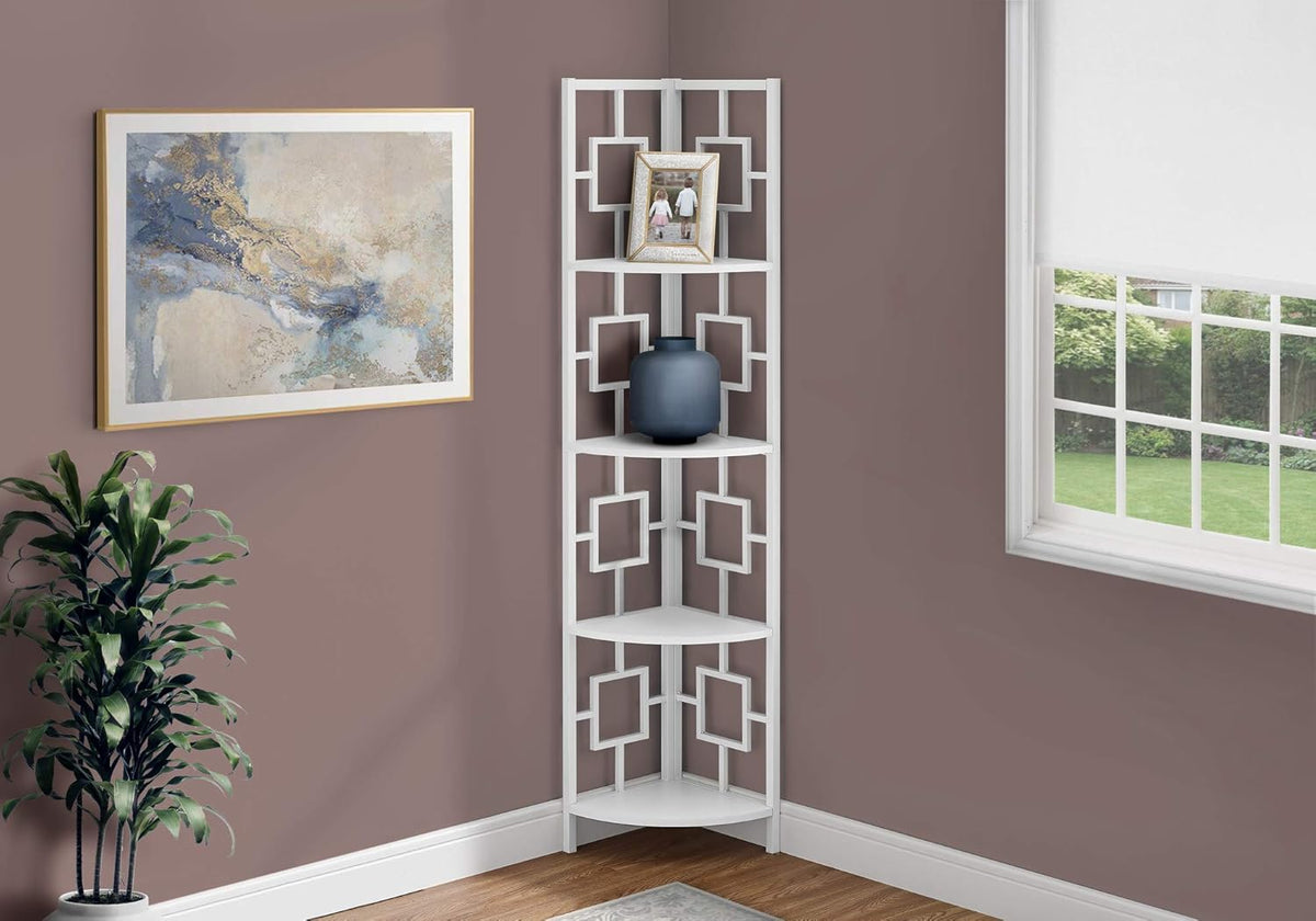 White 4 Tier Corner Bookcase M62040