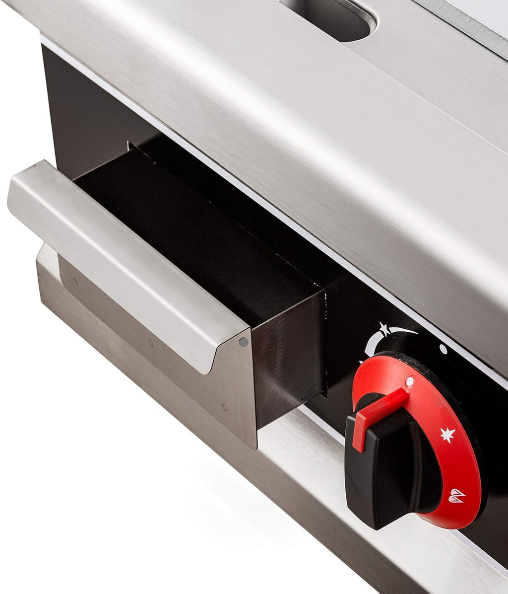 24-Inch Commercial Gas Griddle, 2-Burners Liquefied Propane Gas Flat Top Stainless Steel Countertop Manual Griddle N987374