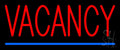 Red Vacancy with Blue Line LED Neon Sign 10 x 24 inches, Black Square Cut Acrylic Backing, with Dimmer I2475