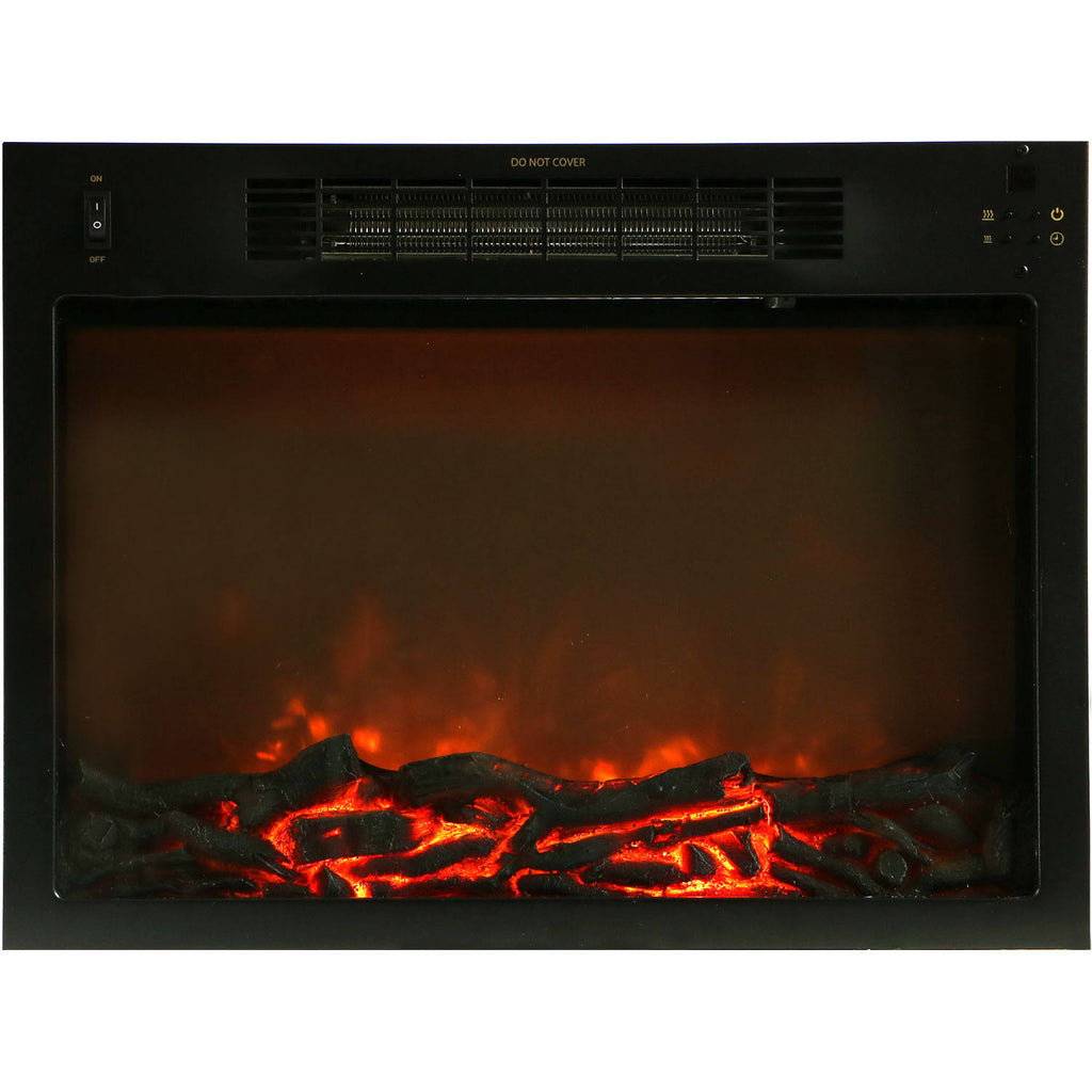 Walnut Electric Fireplace Mantel with Log Insert Z419099